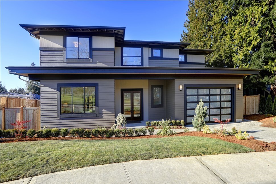 A modern house with horizontal lap siding