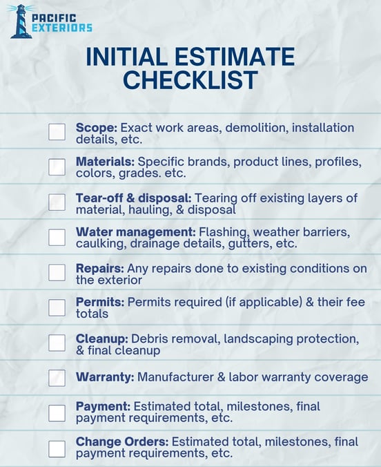 Initial-estimate-checklist